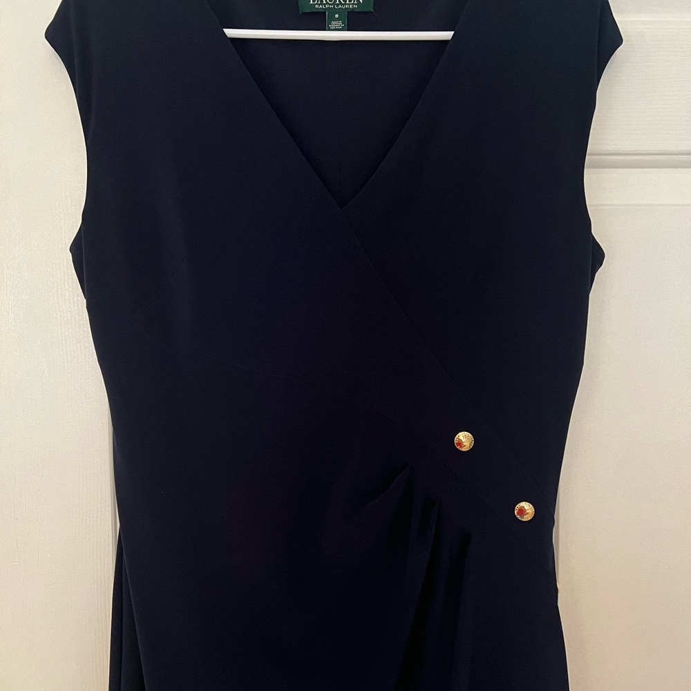 Ralph Lauren Elegant Navy Sleeveless Dress - Picture 3 of 6